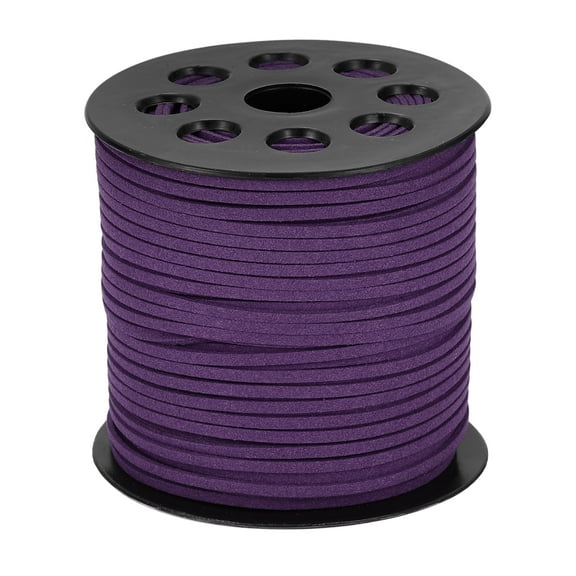 Uxcell 98 Yards x 2.6mm Faux Leather Cord, Flat Suede Cord Leather Strip Braiding String Lace, Dark Purple