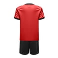 thumbnail image 4 of JanJean Kids Boys Soccer Jersey and Shorts Set Athletic T-Shirt Football Team Training Uniforms Red 4, 4 of 5