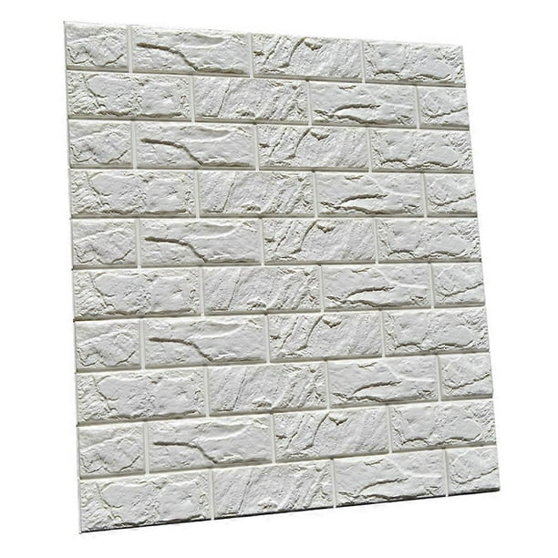 30" X 27" White Brick 3D Wall Panels Peel and Stick Wallpaper,Wallpaper Sticker with Self-Adhesive Waterproof Brick PE Foam