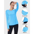 thumbnail image 4 of Rash Guard MAGCOMSEN para mujer, manga larga, UPF 80+, azul hielo S, 4 of 6