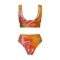 thumbnail image 5 of Daiia Orange Flower Psychedelic Women's Bikini Set Two Piece Swimsuit High Waisted Bikini Adjustable Straps Bikini Perfect for Beach, Pool, and Summer Vacation-Small, 5 of 9