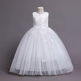 thumbnail image 3 of Vestido de niña de las flores Vestido de princesa con cintura de mariposa sin mangas para niña Vestido de novia largo de malla hinchada para niña, 3 of 6