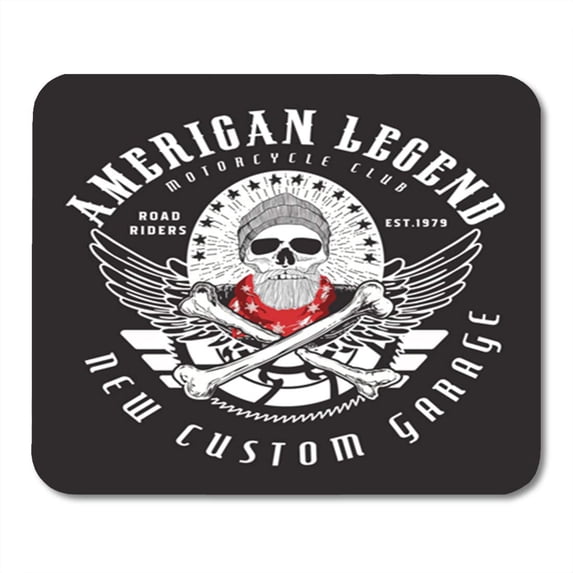 KDAGR Attribute Skull and Motorcyclist Badge Biker Black Classic Club Emblem Mousepad Mouse Pad Mouse Mat 9x10 inch