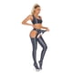 thumbnail image 4 of Conjunto de lencería Sexy brillante para mujer, Top corto sin mangas con cuello en U y espalda cruzada con cinturilla elástica, pantimedias sin entrepierna con recorte lateral, 4 of 5