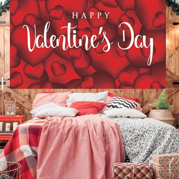 Party Decor Clearance! Valentine's Day Banner Happy Valentine's Day Background Cloth Banner Valentine's Day Party Flag Decoration Articles 90*150Cm/35.4*59In Valentines Day Decorations 1X Banner