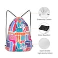 thumbnail image 5 of XMXT Unisex Drawstring Backpack for Women Men, Cartoon Colorful Graffiti Waterproof Gym Bag String Bags for Shopping Sport Travel, m, 5 of 8
