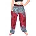 thumbnail image 2 of Bohotusk Red Sun Glow Elasticated Smocked Waist Womens Harem Pants S/M to 3XL, 2 of 3