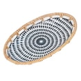 thumbnail image 1 of Woven Rattan Porcelain Plate, Woven Rattan Ceramic Storage Plate Functional Easy To Clean Rustic Home Decoration  For Birthday For Kitchen For Wedding Ink Blue Flowers Dot, 1 of 8