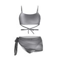 thumbnail image 5 of Swimsuits for Women Fashion Two-piece Bikini Swimsuit Gradient Tight Three-piece Sports Swimsuit Racerback Tops with Bikinis Bottom, 5 of 8