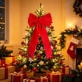 thumbnail image 4 of 1 Pack 14.96 x 29.53 Inch Christmas Extra Large Velvet Bows Christmas Tree Topper Bow Decor Giant Xmas Front Door Bows with Long Streamers for Home Wreath Wall Backdrop Party, 4 of 6