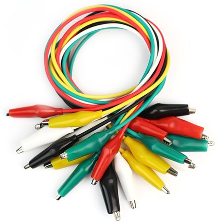 10Pcs Test Lead with 1.8 inch Alligator Clips, 24AGW, 20.5 inch