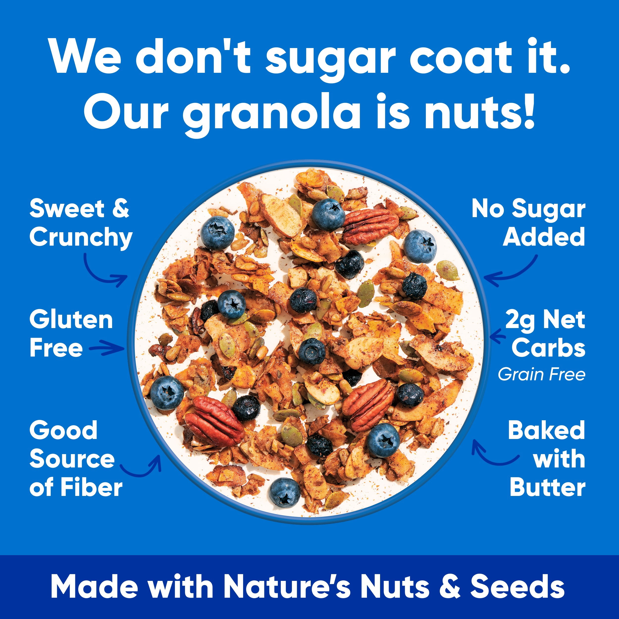 NuTrail Nut Granola Cereal, Blueberry Cinnamon, No Sugar Added, Keto, Gluten Free,  11 oz. 1 Count