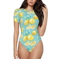 thumbnail image 1 of Fotbe Yellow Lemon Body de Mujer con Cuello Redondo y Mangas Cortas, Sin Mangas Ajustado, Suave, Cómodo y Básico-Large, 1 of 7
