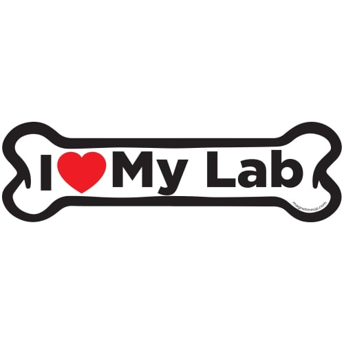 Magnet Me Up I Love My Lab Dog Bone Magnet Decal, 2x7 In, Vinyl Automotive Magnet