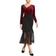 thumbnail image 2 of INSPIRAR CHIC Blusa de Fiesta Ajustada para Mujeres con Cuello Arrugado Asimétrico de Manga Larga de Terciopelo 2XL Rojo Vino, 2 of 5
