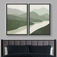 thumbnail image 2 of IDEA4WALL Framed Canvas Print Wall Art Green Pastel Watercolor Mountain Valley and River Abstract Shapes Modern Landscape Nature for Living Room, Bedroom, Office - 24"x36"x2 Black, 2 of 5