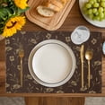 thumbnail image 4 of Brown Floral Placemats Set of 4, Vintage Spring Botanical Flowers Placemats for Dining Table, Place Mats for Kitchen Tabletop, Waterproof Wipeable Dining Table Mats Set, 4 of 9