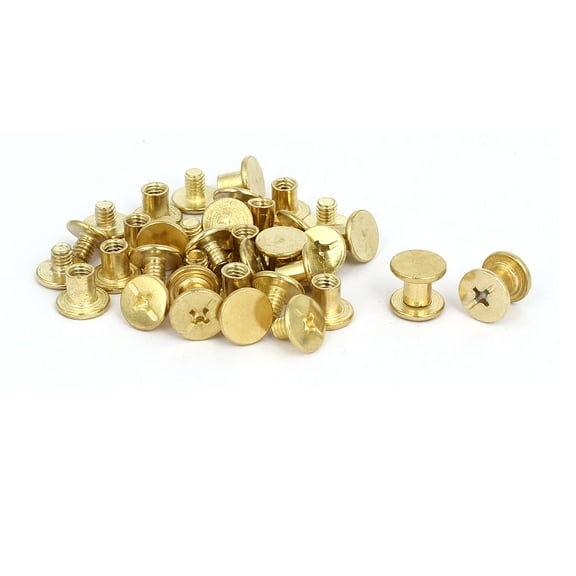 Unique Bargains M5x5.5mm Brass Plated Cap Binding Chicago Screw Posts Nuts 19Pcs