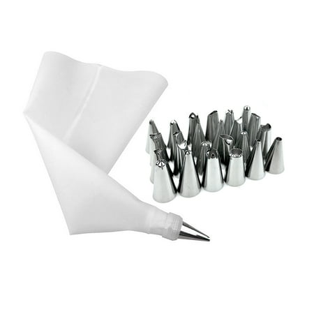 

26 Pcs/set Cake Icing Bag Nozzles Chocolate Fondant Cream Stainless Steel Piping Nozzles Kit White