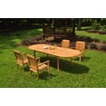thumbnail image 3 of Grade-A Teak Dining Set: 4 Seater 5 Pc: 118" Oval Table And 4 Wave Stacking Arm Chairs Outdoor Patio WholesaleTeak #51WV2605, 3 of 5
