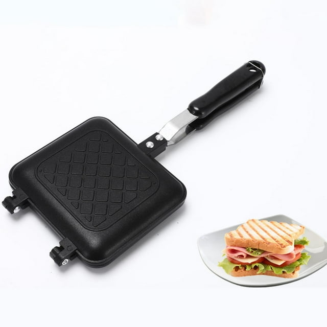 Sartén de Cocción de Calentamiento de Doble Cara, Sándwiches, Tortillas, Pan, , Gofres, Pasteles, Sartén, Sartén Antiadherente de Mango Largo, Macarena sartén