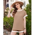 thumbnail image 3 of Ekouaer Maternity Pajamas 2 Piece Outfits Waffle Knit Short Sleeve Tops and Shorts Loungewear Set Pregnancy Clothes, 3 of 6
