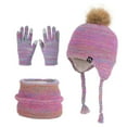 thumbnail image 2 of hengsof Children's Thick Knitted 3-Piece Set Beanie Hat Warm Gloves Earmuffs Toddler Winter Warm Hat, 2 of 6
