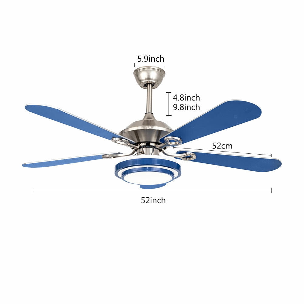 Acrylic Ceiling Fan Light Chandelier Lamp LED Dimmable 5-Blade with Remote Blue