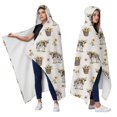 thumbnail image 2 of Wearable Blanket,White Buffalo Pattern Hooded Wearable Flannel Blanket for Adults & Teens,Winter Poncho Shawl Wrap Cape Cozy Anti-Pill,50"x60", 2 of 5