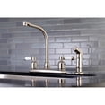 thumbnail image 2 of Kingston Brass FB758DPLSP Paris 8-Inch Center Set High-Arch Kitchen Faucet with Plastic Sprayer, Brushed Nickel, 2 of 4