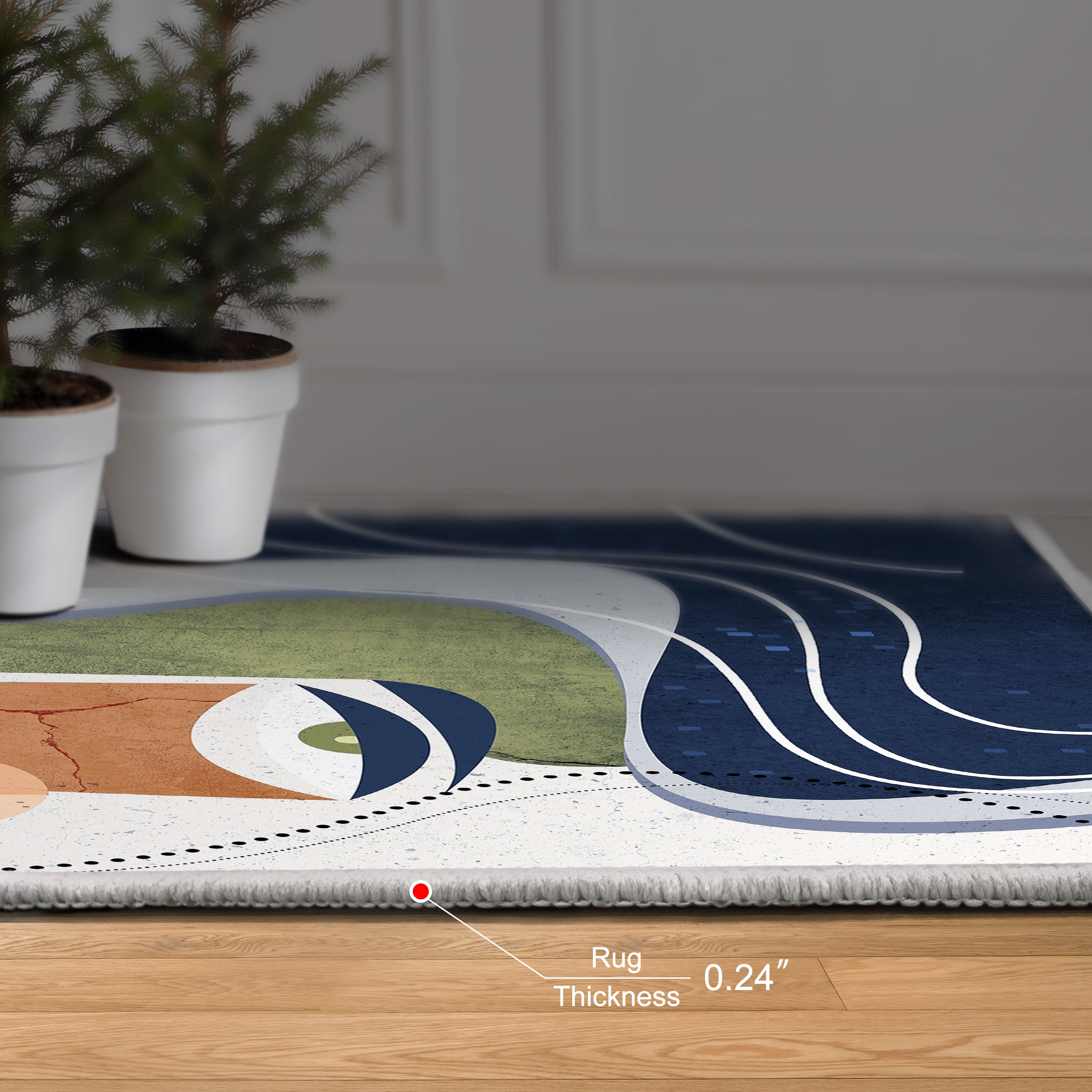 Aura Washable Geometric Art Area Rug size 8'x10', Power-loomed, Heavenly Softness with Non-Slipping Backing