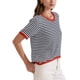 thumbnail image 4 of INSPIRAR CHIC Camiseta de Punto de Rayas de Manga Corta con Cuello Redondo para Mujeres Verano 2XL Negro, 4 of 6