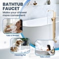thumbnail image 3 of Wowow Waterfall Single-Handle Freestanding Tub Faucet with Hand Shower, Brass Floor Mounted Tub Filler Faucet in Brushed Gold, 3 of 7