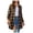 Brown, variant on IROINID Women's Mid-Length Shacket Jacket Turndown Lapel Plaid Long Sleeve Lattice Coat Winter Outerwear, Khaki