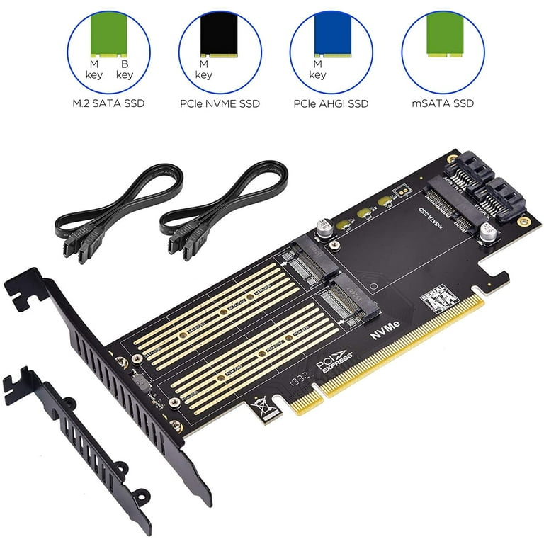 in and mSATA SSD Adapter Card for NVME/NGFF SSD to