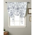 thumbnail image 2 of Watercolor Grey Floral Tie Up Curtains for Kitchen Bathroom Bedroom Windows 45 Inch Length, Gray Ombre Botanical Summer Balloon Drape Curtains Shade Rod Pocket Drapery Curtain Panel, 34"x45", 2 of 7