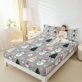 thumbnail image 4 of Manfei Cartoon Xmas Tree Bed Sheets,Cute Christmas Snowman King Sheets,Gray White Orange Sheet Set For Kids,Breathable Home Decor,4pcs, 4 of 7