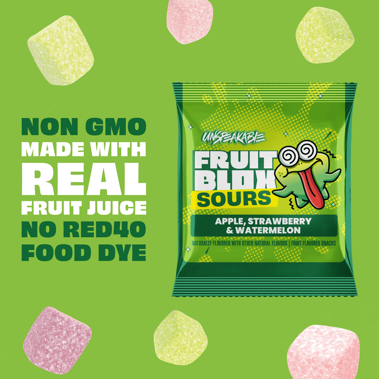 ザリキング　ヤモマーク　BLOPUS 3 pack) FruitBlox Unspeakable Sour Fruit Snacks, Apple Strawberry