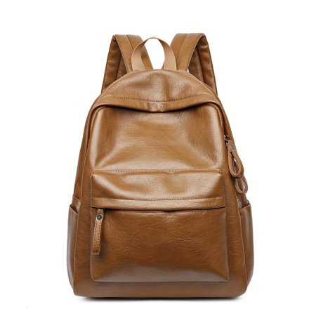 XGZHP1 Solid Color Fashionable Minimalist Vegan Leather Schoolbag Backpack
