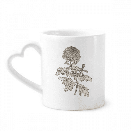 

Flower Black White Chrysanthemum Mug Coffee Cerac Drinkware Glass Heart Cup