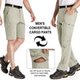 thumbnail image 3 of POENTAB Mens Convertible Hiking Pants Quick Dry Zip Off Cargo Pants Fishing Travel Parachute Safari Casual Work Sweatpants with Belt, 3 of 9