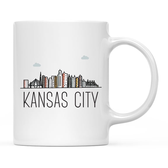 Koyal Wholesale Colorful City Skyline Graphic Ceramic Coffee Mug, Kansas City