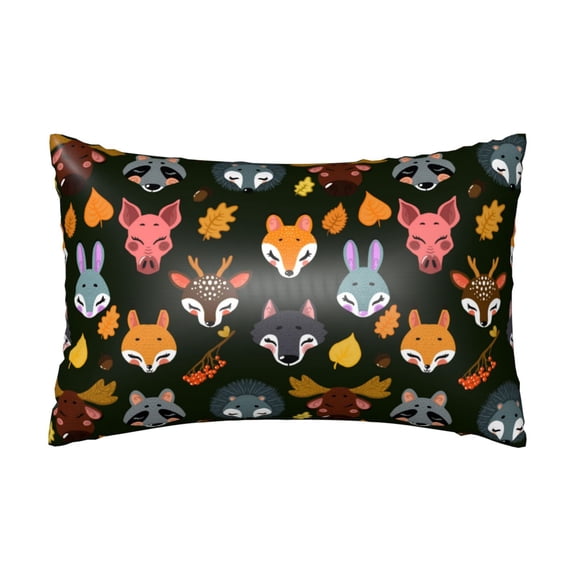 Silk Pillow Case for Hair And Skin Queen - Forest Animal Faces Cooling Sleep Throw Pillow Covers Standard Size 20x30in, comfort Satin Pillowcase with Zipper for Women Men