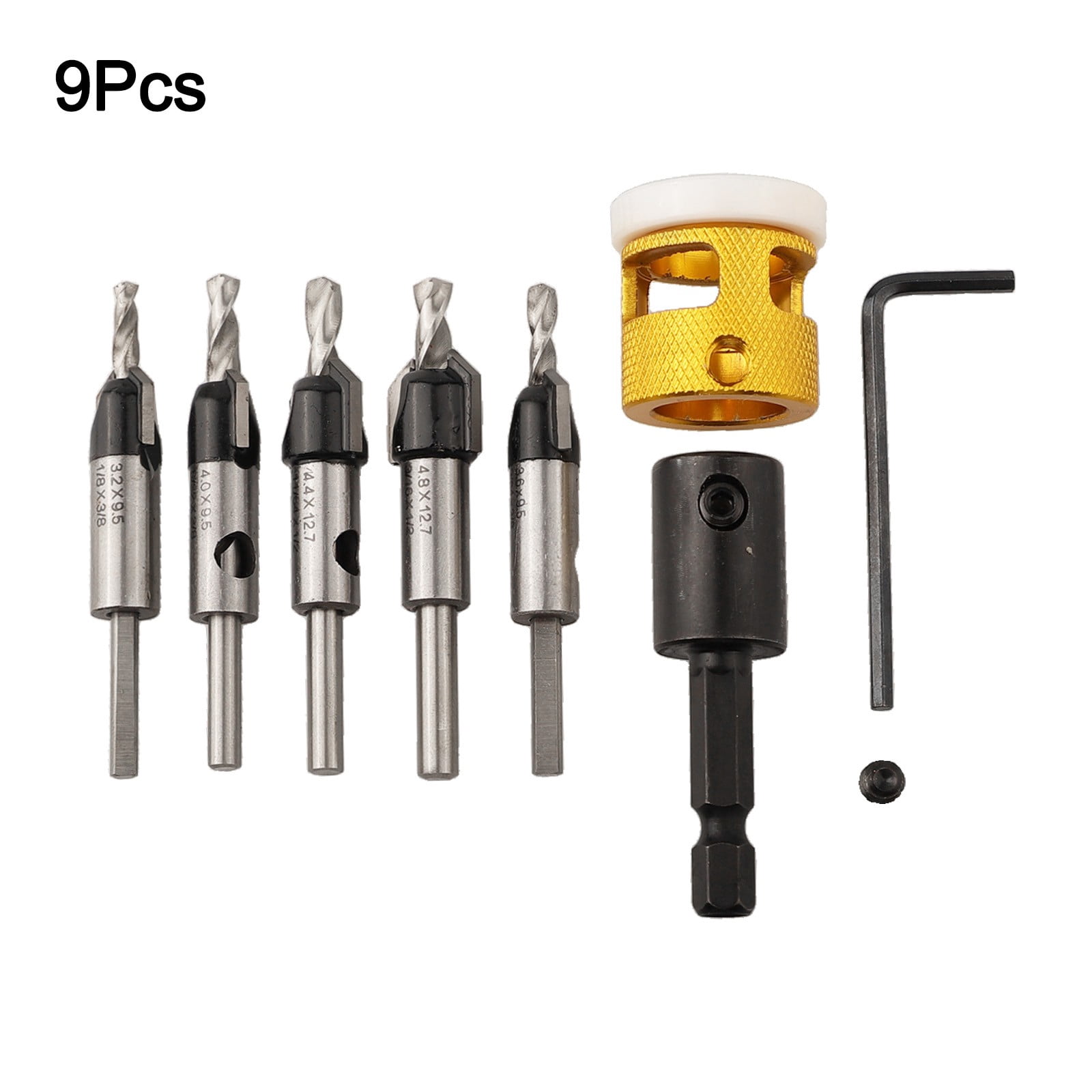 5 Pcs Countersink Drill Bit Set Replaceable With Adjustable Depth Stop Plastic Hand Tools Power Tools Accessories