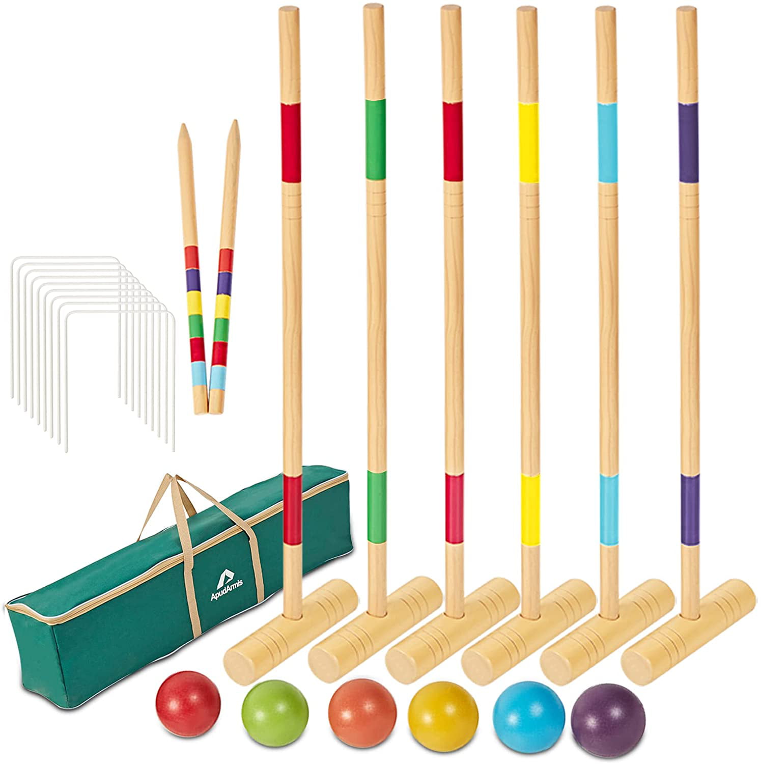 Six Player Travel Croquet Set with Drawstring Bag Family Game BRAND NEW 