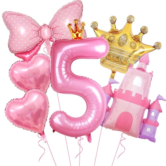 Set de Globos Princesa Aikitub 40" Rosa para 5º Cumpleaños