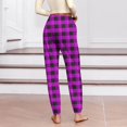 thumbnail image 2 of Lounge Pants for Women with Pockets Drawstring Elastic Waist Casual Cotton Jogger Sweatpants Soft Pajama Bottoms (XL, Purple|Plaid), 2 of 7