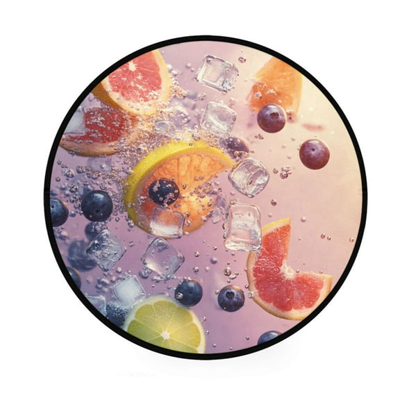 BZSMCE Round Decorative Floor Mat Blueberry Burst Pattern 36.2IN