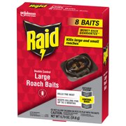Raid Double Control Roach Bait, Kills Cockroaches and Bugs, 8 Large Bait Stations