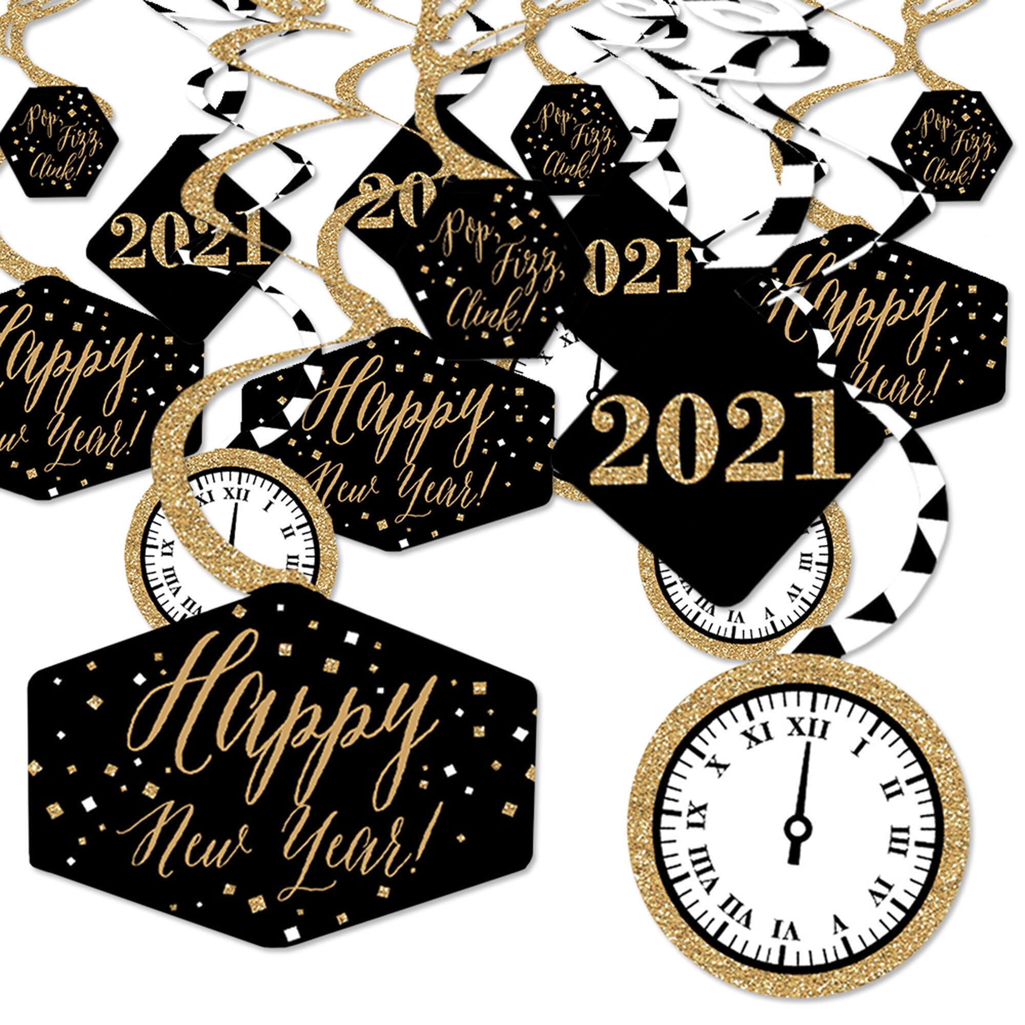 New Year&#039;s Eve - Gold - 2021 New Years Eve Party Hanging Decor - Party Decoration Swirls - Set